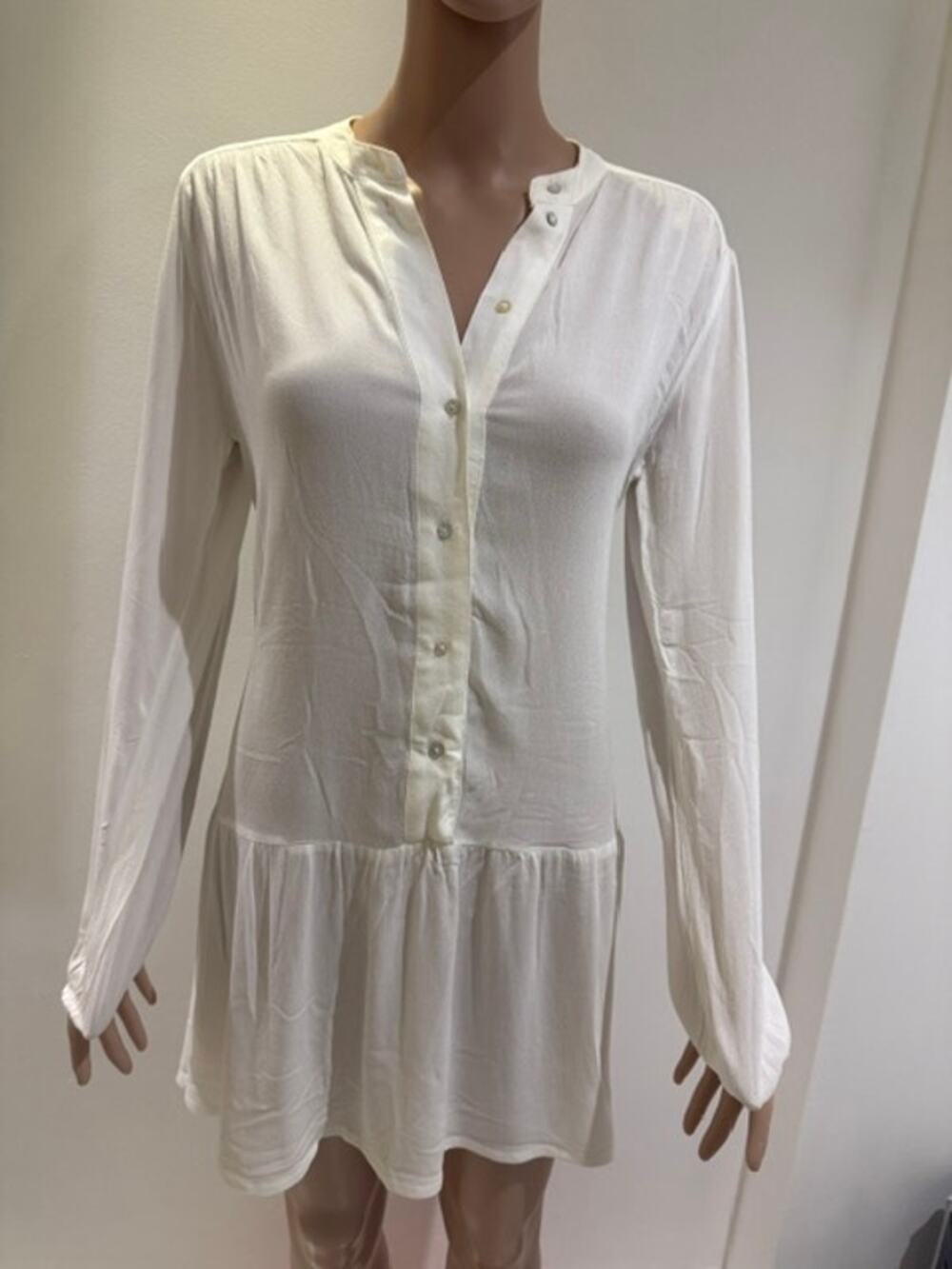 H&M White Long Sleeve Drop-Waist Smock Shirt Dress. Size 2